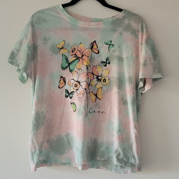 Rebellious One Tops - Rebellious One Pastel Butterfly Floral Tee